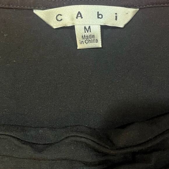 CAbi Black soft, stretchy dress with Drapy neckline, cap sleeves, Women's size M - Picture 3 of 8